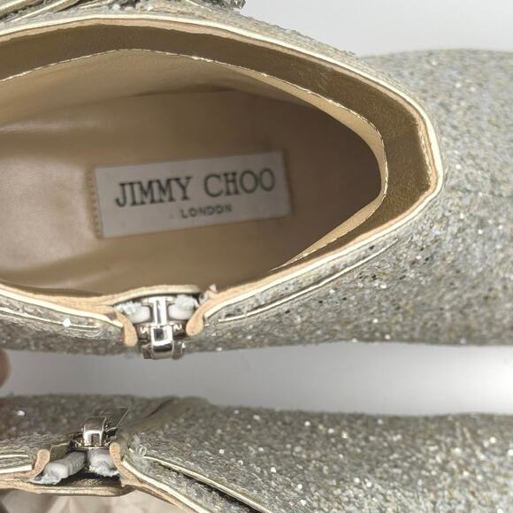JIMMY CHOO Party Ankle boot in glittery Silver Leather IT 36.5 (US 6.5) - Picture 10 of 16